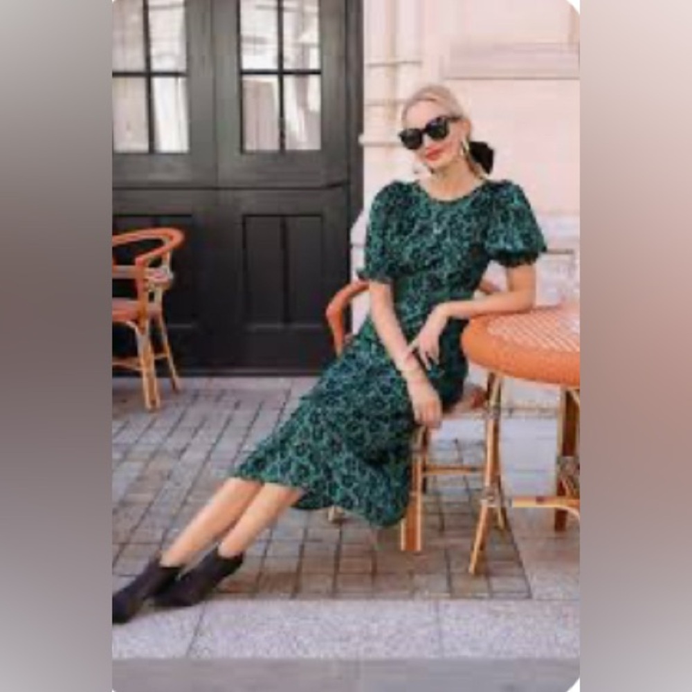 TOPSHOP ASOS Green Daisy Midi Dress
